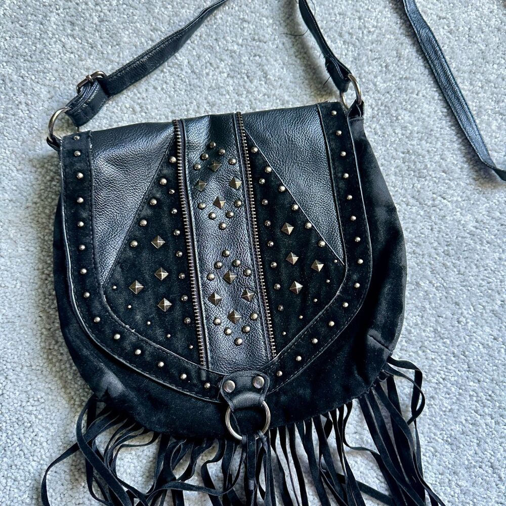 atmosphere studded Crossbody bag with fringe
